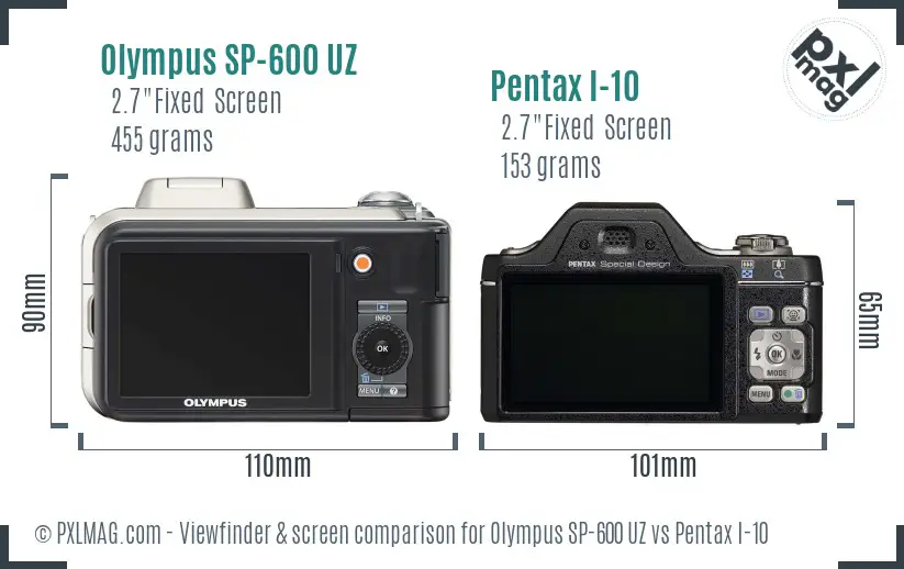 Olympus SP-600 UZ vs Pentax I-10 Screen and Viewfinder comparison