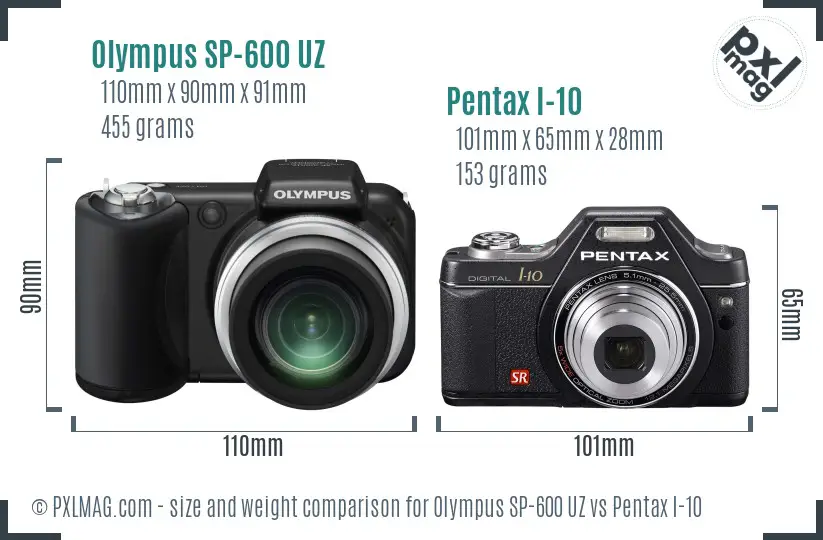 Olympus SP-600 UZ vs Pentax I-10 size comparison
