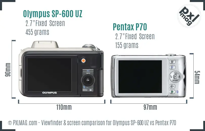 Olympus SP-600 UZ vs Pentax P70 Screen and Viewfinder comparison
