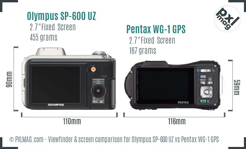 Olympus SP-600 UZ vs Pentax WG-1 GPS Screen and Viewfinder comparison