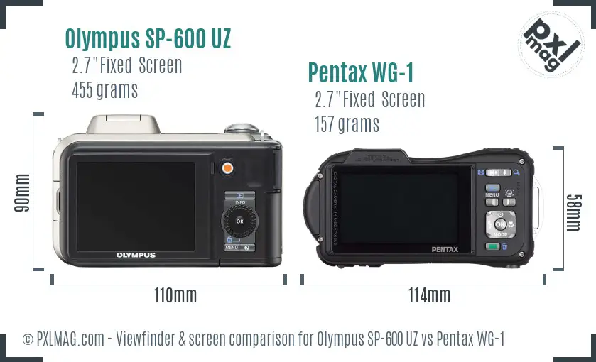Olympus SP-600 UZ vs Pentax WG-1 Screen and Viewfinder comparison