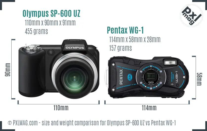 Olympus SP-600 UZ vs Pentax WG-1 size comparison