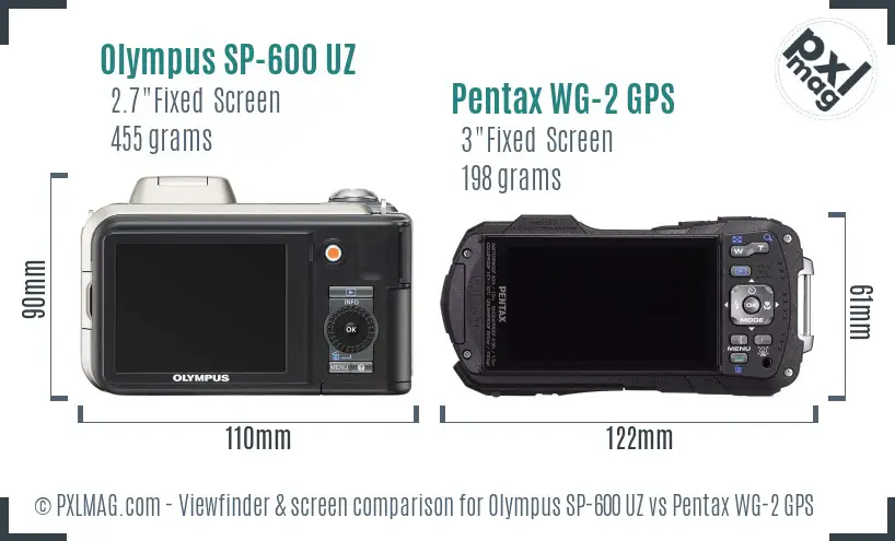Olympus SP-600 UZ vs Pentax WG-2 GPS Screen and Viewfinder comparison