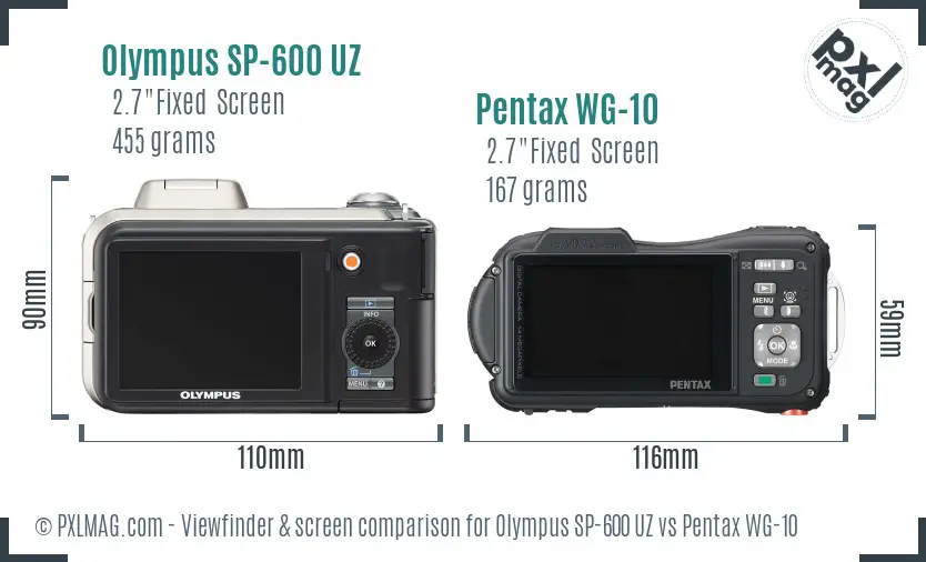 Olympus SP-600 UZ vs Pentax WG-10 Screen and Viewfinder comparison