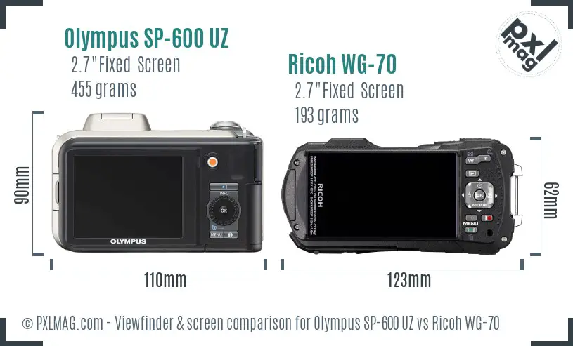 Olympus SP-600 UZ vs Ricoh WG-70 Screen and Viewfinder comparison