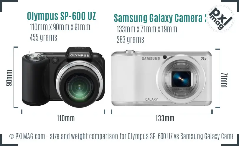 Olympus SP-600 UZ vs Samsung Galaxy Camera 2 size comparison