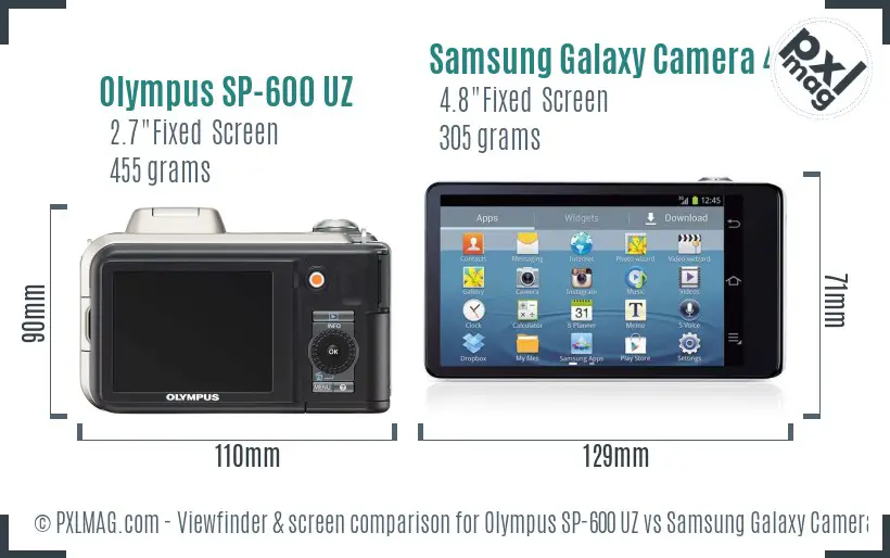 Olympus SP-600 UZ vs Samsung Galaxy Camera 4G Screen and Viewfinder comparison