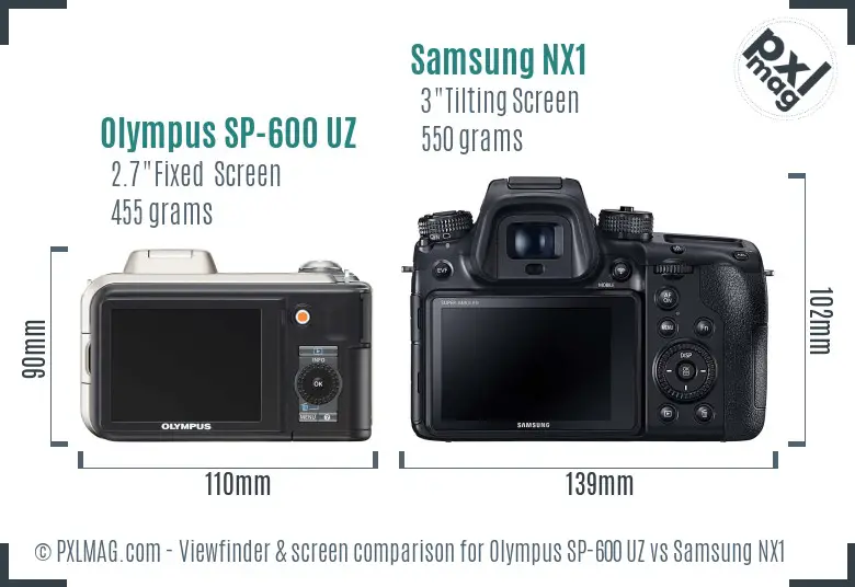 Olympus SP-600 UZ vs Samsung NX1 Screen and Viewfinder comparison