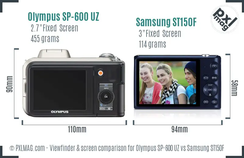 Olympus SP-600 UZ vs Samsung ST150F Screen and Viewfinder comparison