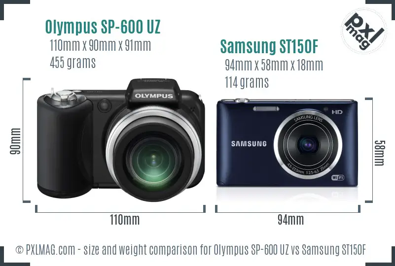 Olympus SP-600 UZ vs Samsung ST150F size comparison