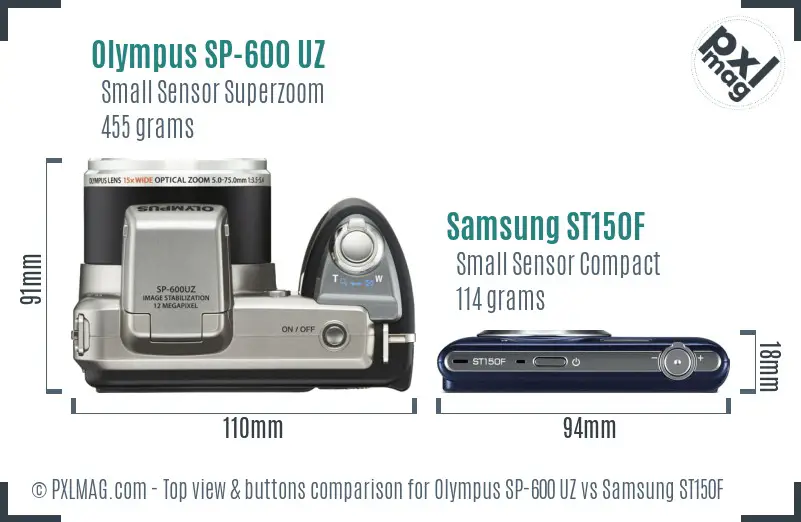 Olympus SP-600 UZ vs Samsung ST150F top view buttons comparison