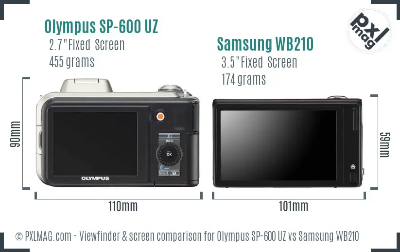 Olympus SP-600 UZ vs Samsung WB210 Screen and Viewfinder comparison Olympus SP-600 UZ vs Samsung WB210 Screen and Viewfinder comparison