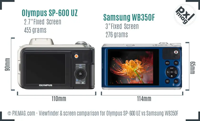Olympus SP-600 UZ vs Samsung WB350F Screen and Viewfinder comparison Olympus SP-600 UZ vs Samsung WB350F Screen and Viewfinder comparison