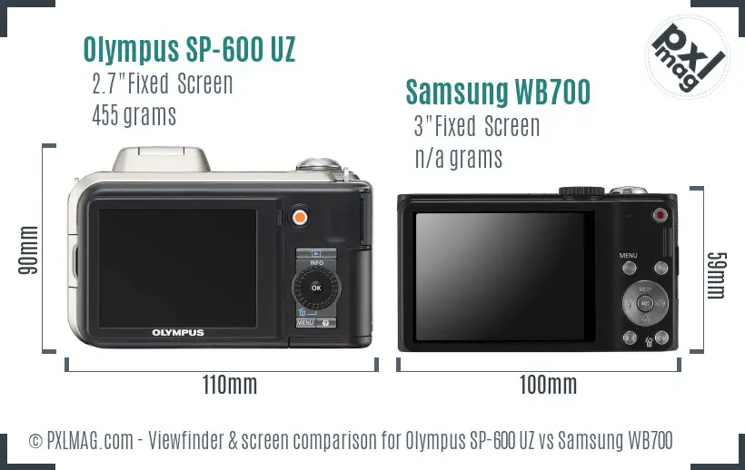 Olympus SP-600 UZ vs Samsung WB700 Screen and Viewfinder comparison