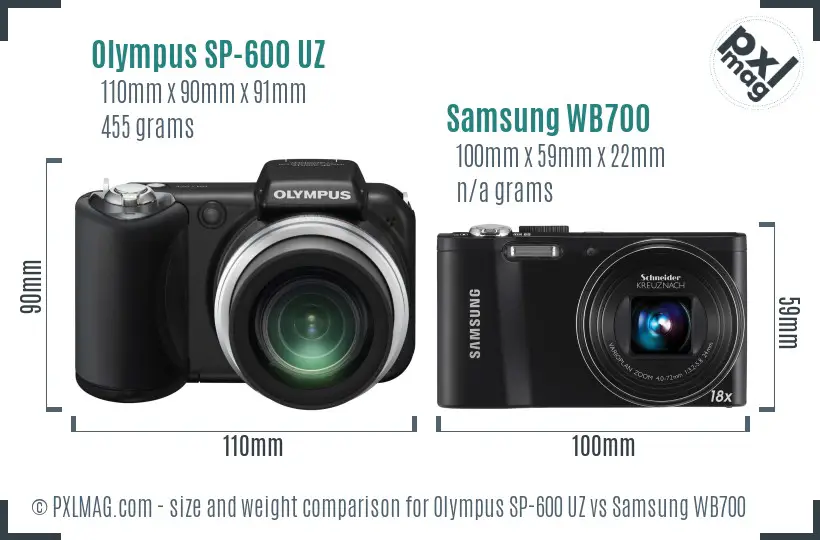 Olympus SP-600 UZ vs Samsung WB700 size comparison