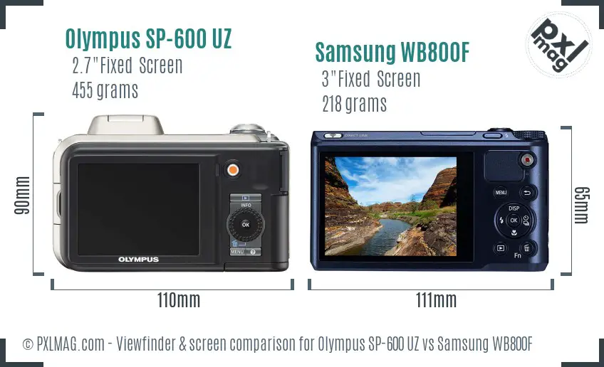 Olympus SP-600 UZ vs Samsung WB800F Screen and Viewfinder comparison Olympus SP-600 UZ vs Samsung WB800F Screen and Viewfinder comparison