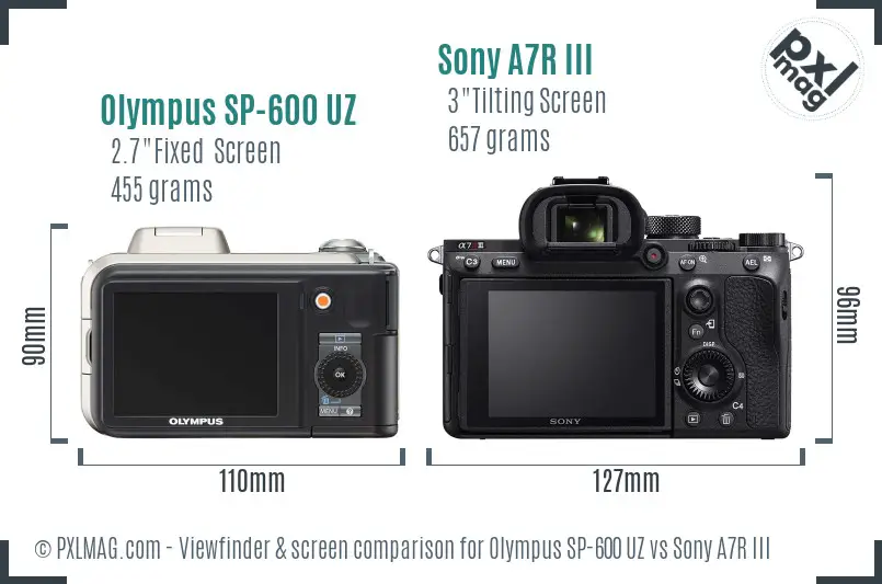 Olympus SP-600 UZ vs Sony A7R III Screen and Viewfinder comparison