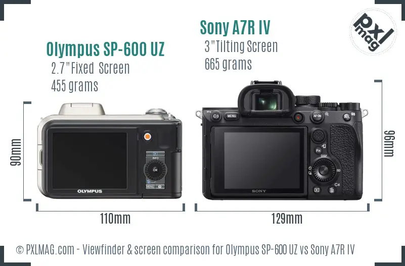 Olympus SP-600 UZ vs Sony A7R IV Screen and Viewfinder comparison