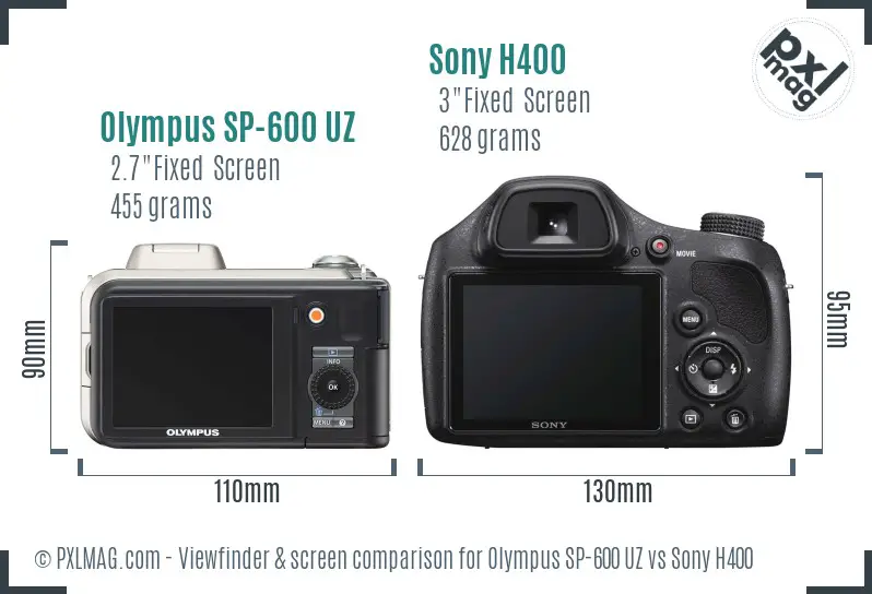 Olympus SP-600 UZ vs Sony H400 Screen and Viewfinder comparison