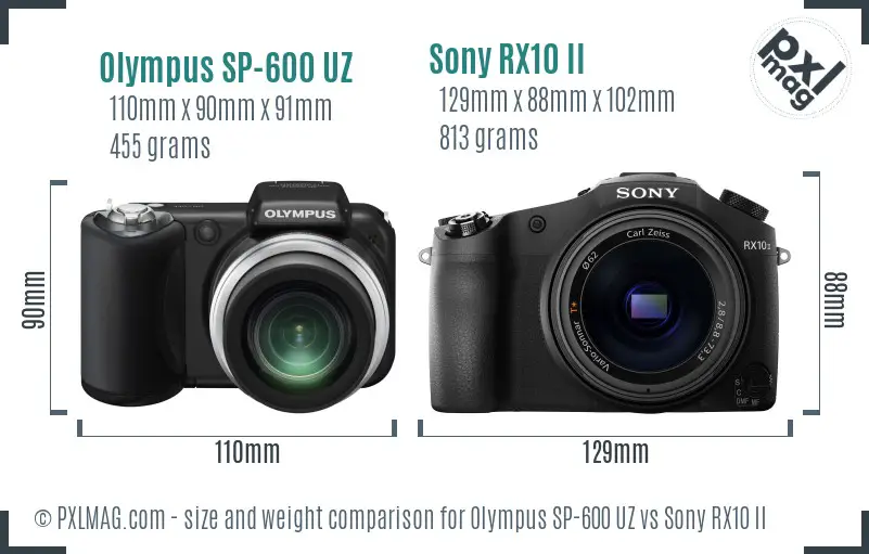 Olympus SP-600 UZ vs Sony RX10 II size comparison