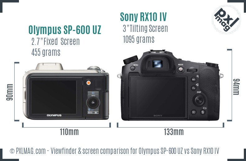 Olympus SP-600 UZ vs Sony RX10 IV Screen and Viewfinder comparison