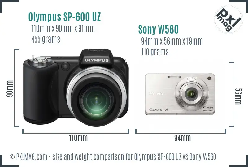 Olympus SP-600 UZ vs Sony W560 size comparison Olympus SP-600 UZ vs Sony W560 size comparison