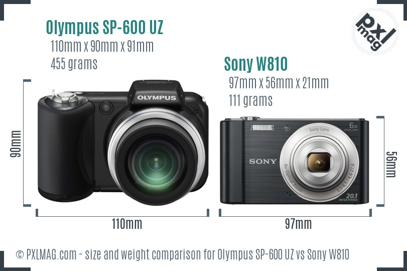 Olympus SP-600 UZ vs Sony W810 size comparison