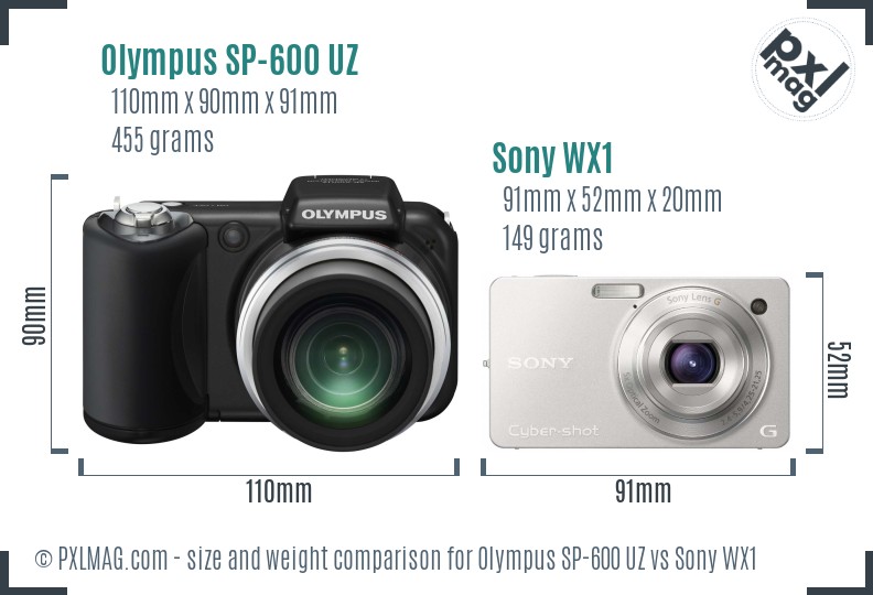 Olympus SP-600 UZ vs Sony WX1 size comparison