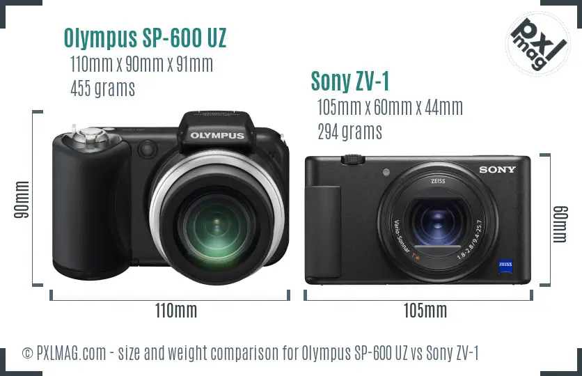 Olympus SP-600 UZ vs Sony ZV-1 size comparison Olympus SP-600 UZ vs Sony ZV-1 size comparison