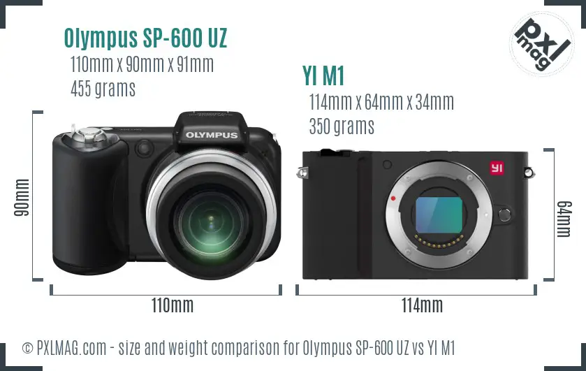 Olympus SP-600 UZ vs YI M1 size comparison