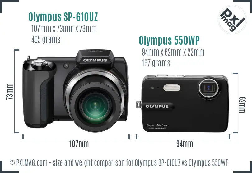Olympus SP-610UZ vs Olympus 550WP size comparison