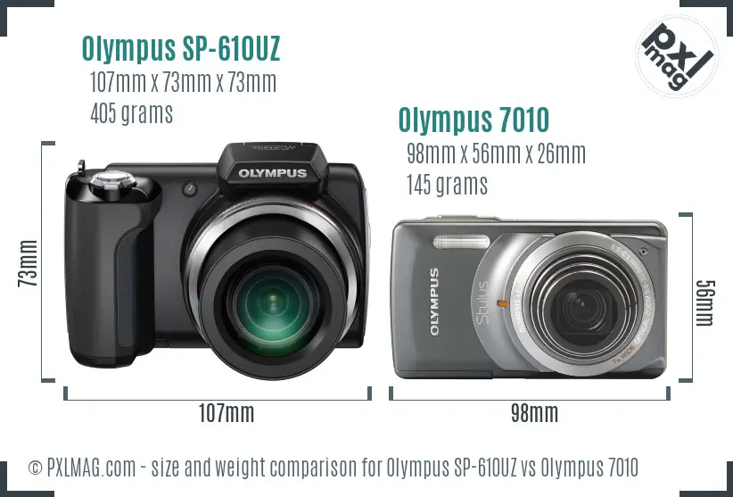 Olympus SP-610UZ vs Olympus 7010 size comparison