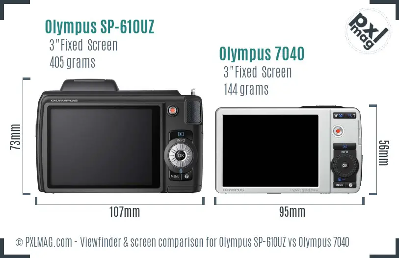 Olympus SP-610UZ vs Olympus 7040 Screen and Viewfinder comparison