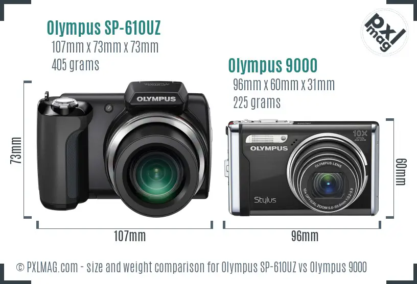 Olympus SP-610UZ vs Olympus 9000 size comparison