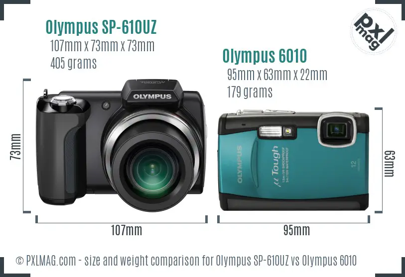 Olympus SP-610UZ vs Olympus 6010 size comparison