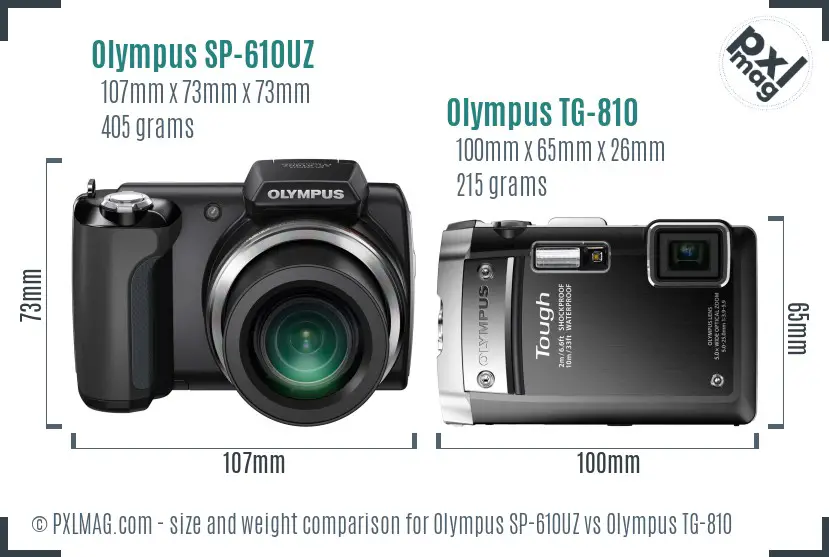 Olympus SP-610UZ vs Olympus TG-810 size comparison