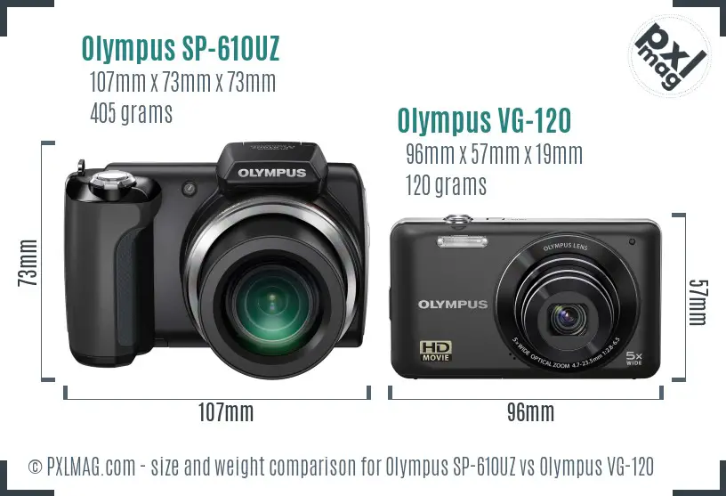 Olympus SP-610UZ vs Olympus VG-120 size comparison