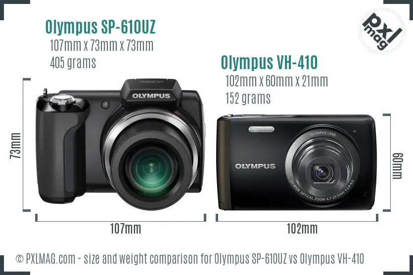 Olympus SP-610UZ vs Olympus VH-410 size comparison