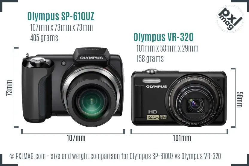 Olympus SP-610UZ vs Olympus VR-320 size comparison