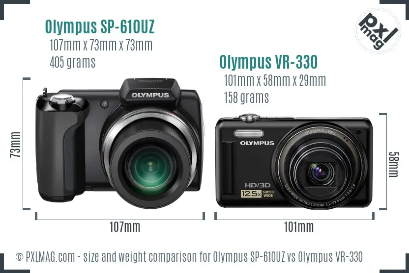 Olympus SP-610UZ vs Olympus VR-330 size comparison