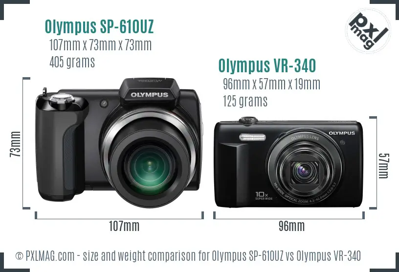 Olympus SP-610UZ vs Olympus VR-340 size comparison