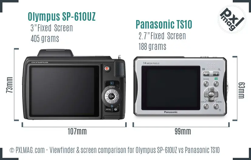 Olympus SP-610UZ vs Panasonic TS10 Screen and Viewfinder comparison Olympus SP-610UZ vs Panasonic TS10 Screen and Viewfinder comparison
