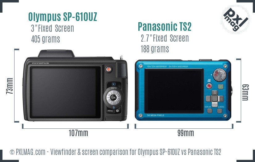 Olympus SP-610UZ vs Panasonic TS2 Screen and Viewfinder comparison