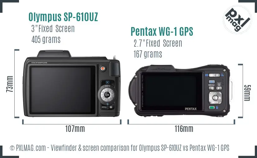Olympus SP-610UZ vs Pentax WG-1 GPS Screen and Viewfinder comparison
