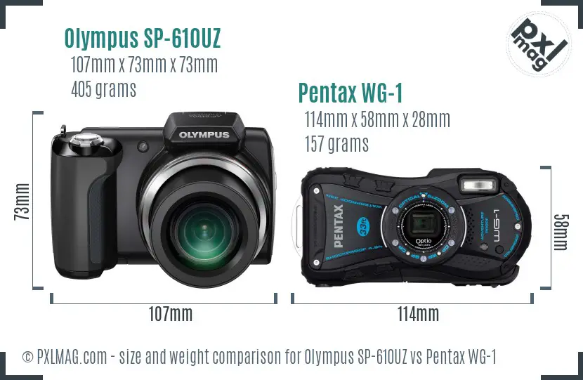 Olympus SP-610UZ vs Pentax WG-1 size comparison