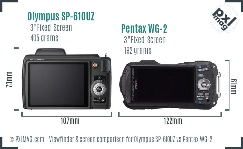 Olympus SP-610UZ vs Pentax WG-2 Screen and Viewfinder comparison
