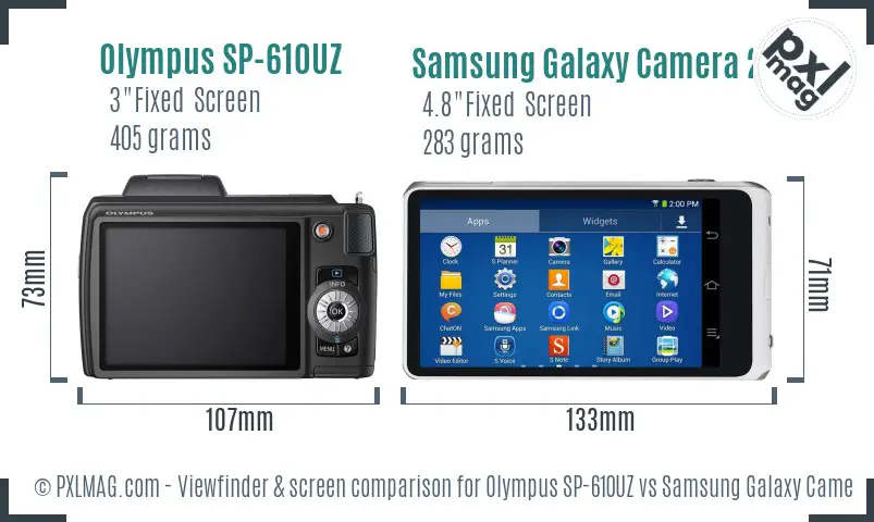 Olympus SP-610UZ vs Samsung Galaxy Camera 2 Screen and Viewfinder comparison