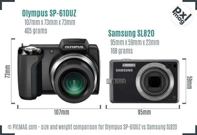 Olympus SP-610UZ vs Samsung SL820 size comparison Olympus SP-610UZ vs Samsung SL820 size comparison