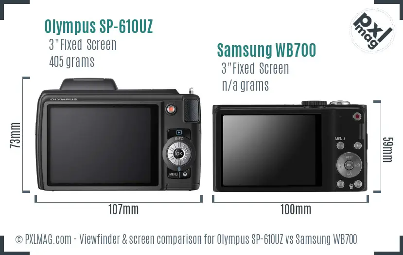 Olympus SP-610UZ vs Samsung WB700 Screen and Viewfinder comparison