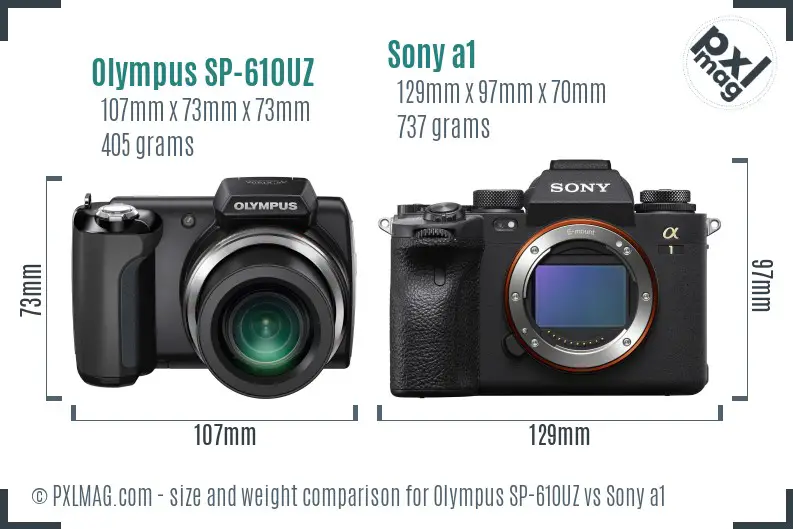 Olympus SP-610UZ vs Sony a1 size comparison Olympus SP-610UZ vs Sony a1 size comparison